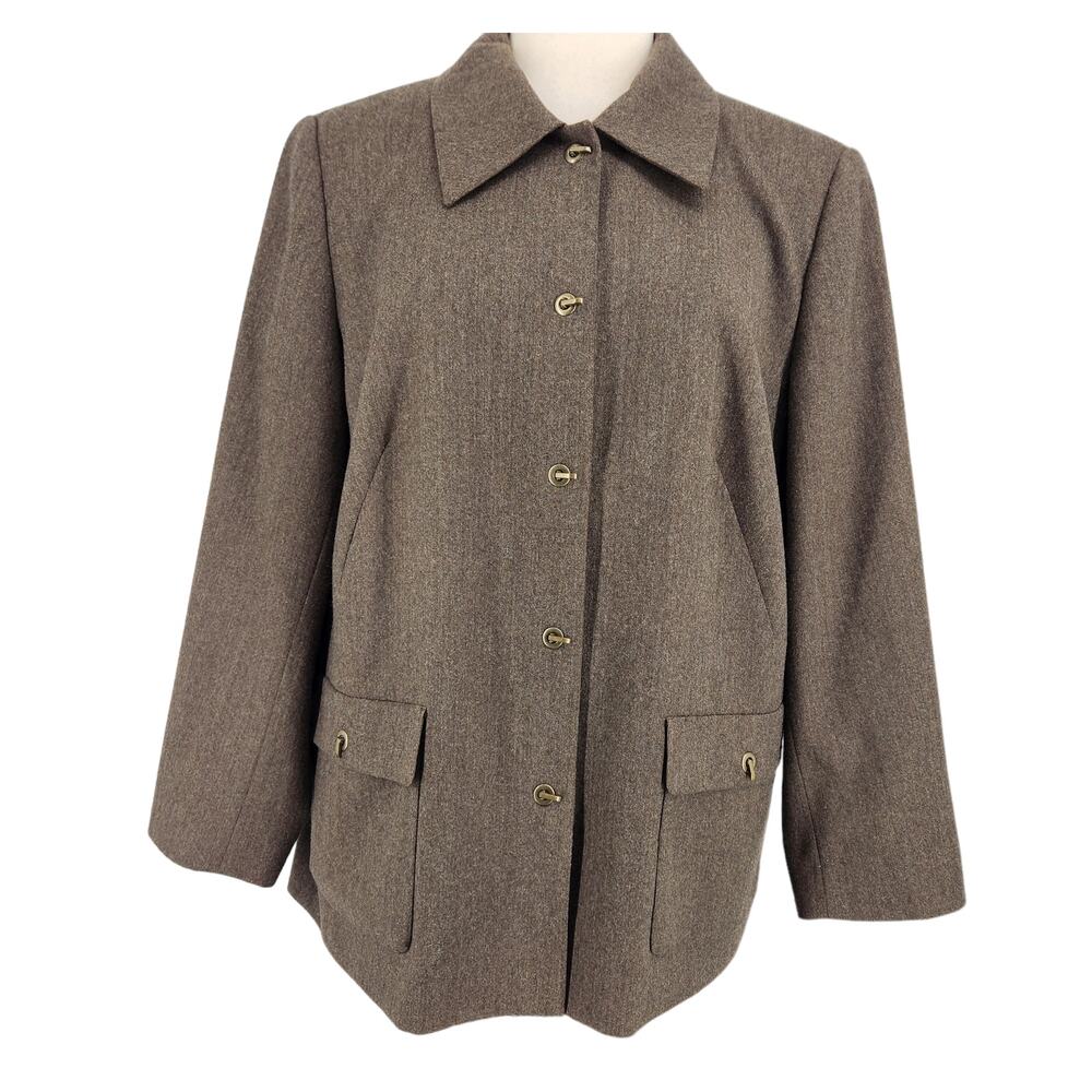 Talbots Brown Wool Jacket Made of Italian Fabric Plus Size 14W